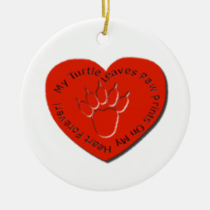 My Turtle Leaves Paw Prints on my Heart Ceramic Ornament