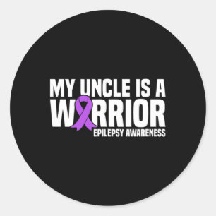 My Uncle Is A Warrior Purple Ribbon Epilepsy Aware Classic Round Sticker