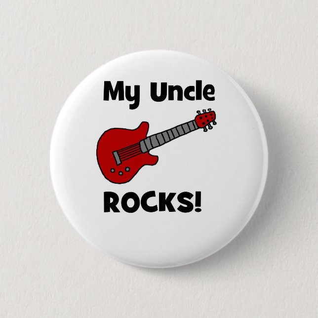 My Uncle Rocks! with guitar 6 Cm Round Badge (Front)
