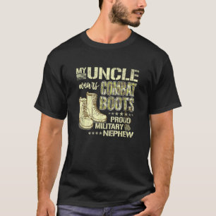 My Uncle Wears Combat Boots Dog Tags Proud Militar T-Shirt