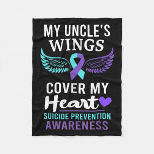My Uncle's Wings Cover Heart Suicide Awareness Rib Fleece Blanket