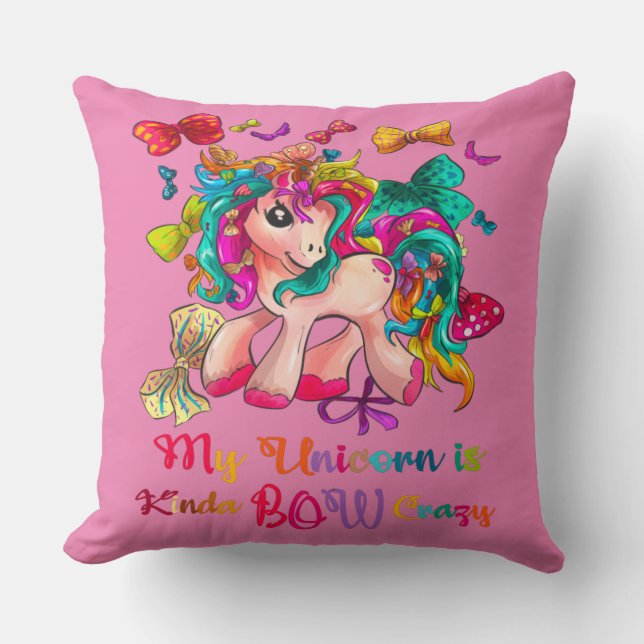My Unicorn Is Kinda Bow Crazy 20x20 Cushion (Front)