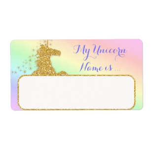 My Unicorn Name Is Label Rainbow & Gold