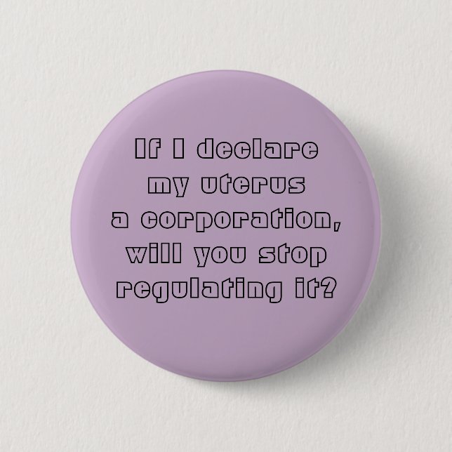 My uterus a corporation 6 cm round badge (Front)