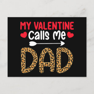 My Valentine Calls Me Dad Leopard Buffalo Plaid Postcard