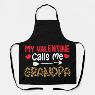 My Valentine Calls Me Grandpa Leopard Buffalo Apron