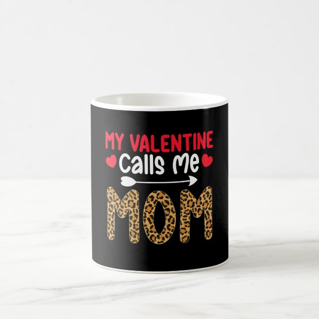 My Valentine Calls Me Mum Leopard Buffalo Plaid Coffee Mug (Center)