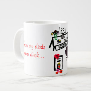 My Valentine Computer Desk Red Hearts NAMES Large Coffee Mug