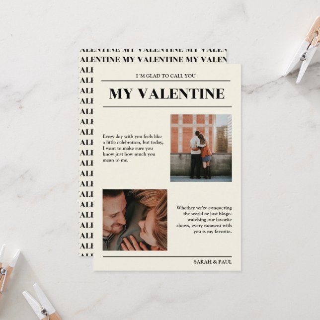 My Valentine Customizable Newspaper Photos Invitation (Front/Back In Situ)