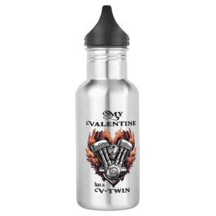 My Valentine has a V-Twin, Biker style 532 Ml Water Bottle