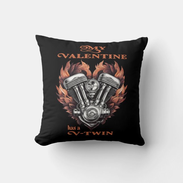 My Valentine has a V-Twin, Biker style Cushion (Front)