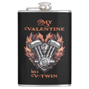 My Valentine has a V-Twin, Biker style Hip Flask