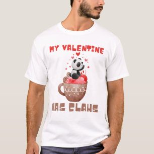 My Valentine Has Claws Panda Bear Funny Valentines T-Shirt