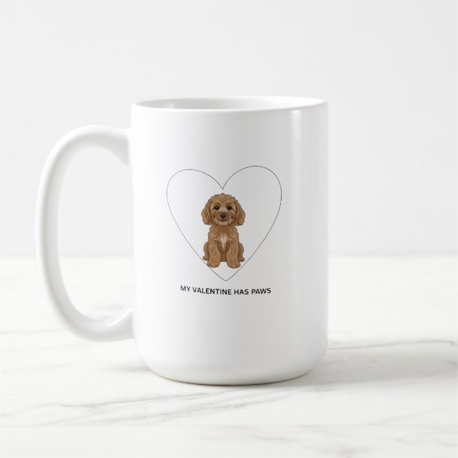 My Valentine Has Paws Cockapoo Dog Lover Coffee Mug (Left)