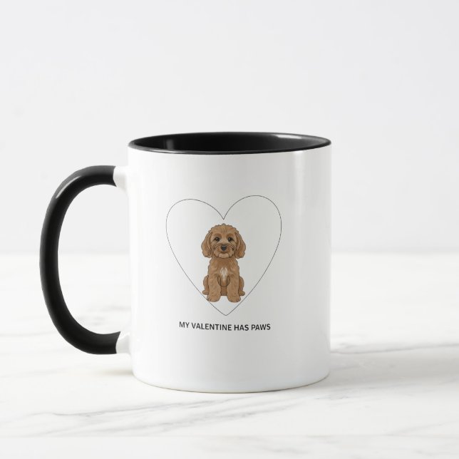 My Valentine Has Paws Cockapoo Dog Lover Mug (Left)