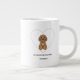 My Valentine Has Paws Cockapoo Personalise  Large Coffee Mug
