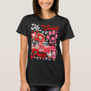 My Valentine Has Paws Couple Bernedoodles On Picku T-Shirt