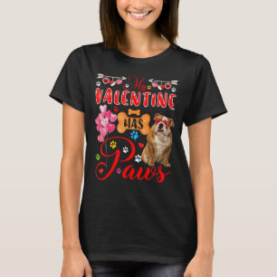 My Valentine Has Paws Cute Bulldog Sunglasses Hear T-Shirt