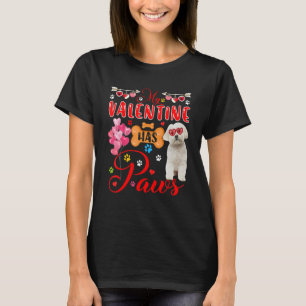 My Valentine Has Paws Cute Maltese Sunglasses Hear T-Shirt