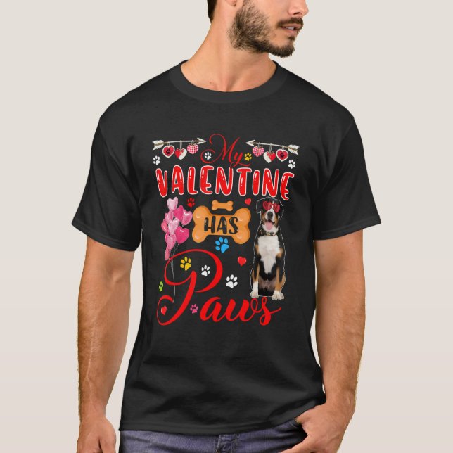 My Valentine Has Paws Entlebucher Mountain Sunglas T-Shirt (Front)