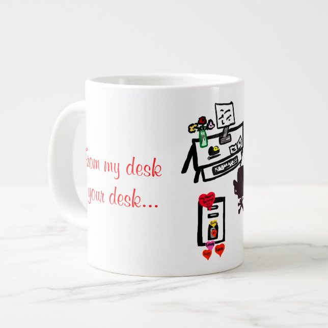 My Valentine Hearts Personalise Name Large Coffee Mug (Front Left)