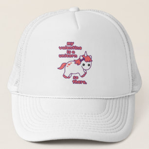 My Valentine is a Unicorn Trucker Hat