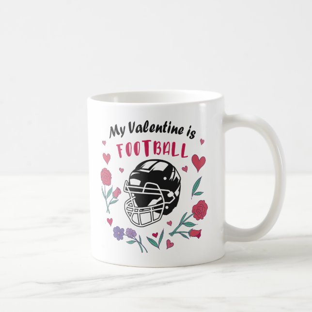 My Valentine is Football Business Card Coffee Mug (Right)