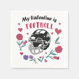 My Valentine is Football Business Card Napkin