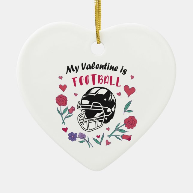 My Valentine is Football Business Card Napkins Ceramic Ornament (Front)