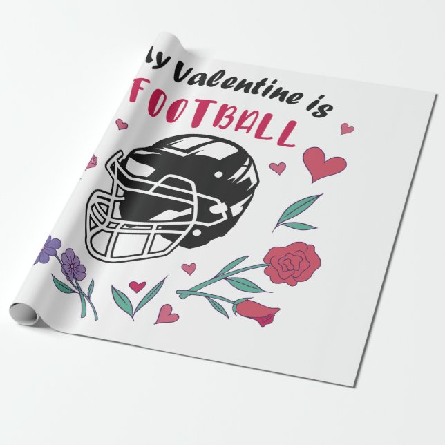 My Valentine is Football Business Card Wrapping Paper (Unrolled)