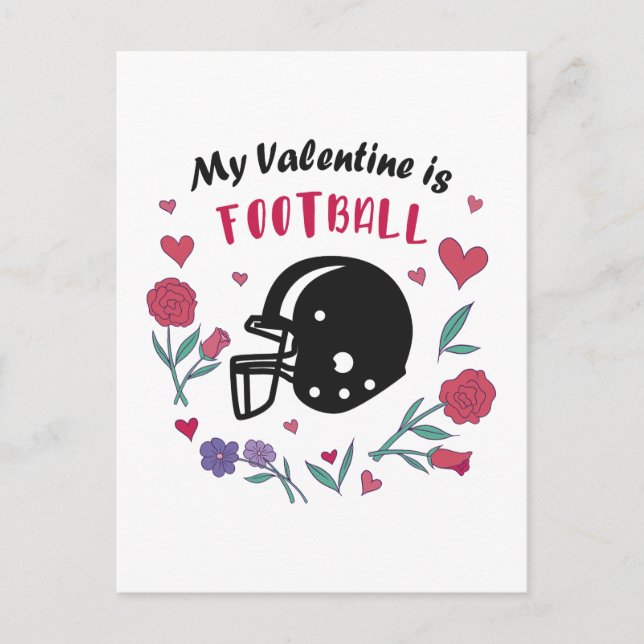 My Valentine is Football Invitation Postcard (Front)