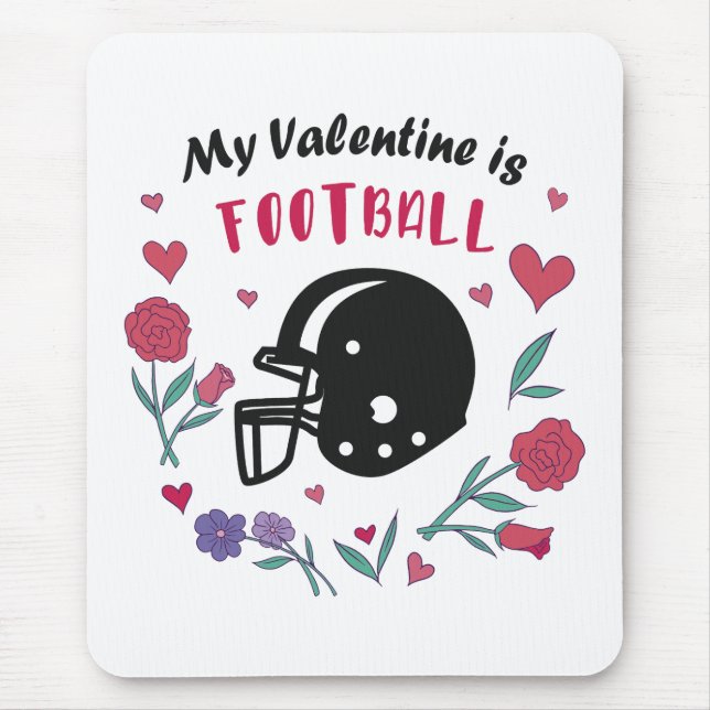 My Valentine is Football Invitation Postcard Mouse Pad (Front)