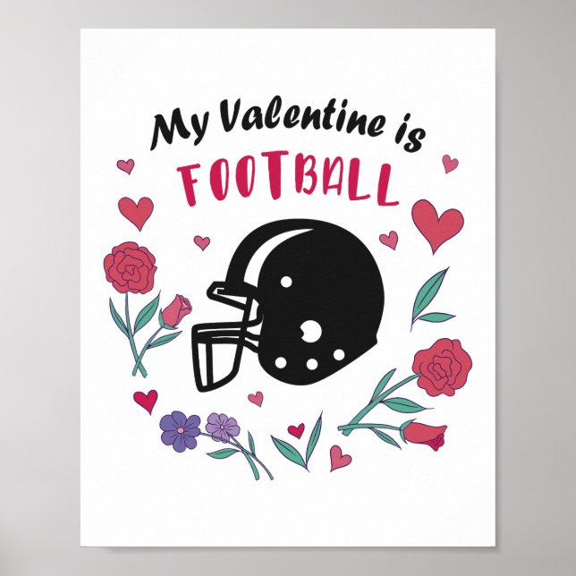 My Valentine is Football Invitation Postcard Poster (Front)