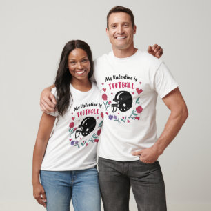 My Valentine is Football Invitation Postcard T-Shi T-Shirt