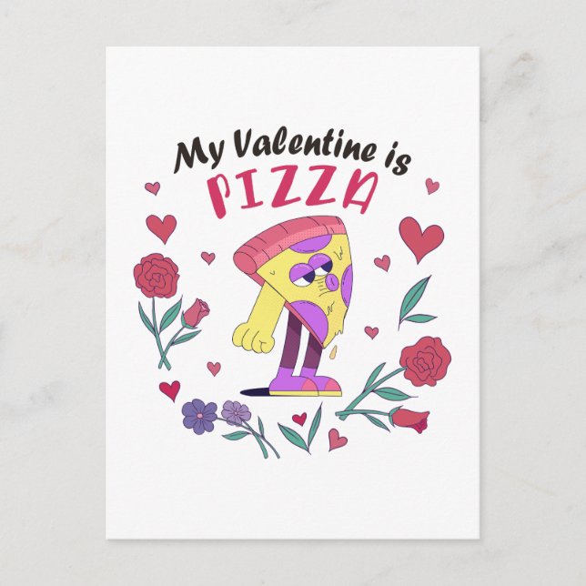 My Valentine is Pizza Invitation Postcard (Front)