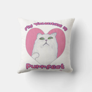 My Valentine is Purrfect Cute Cat Heart Art Cushion