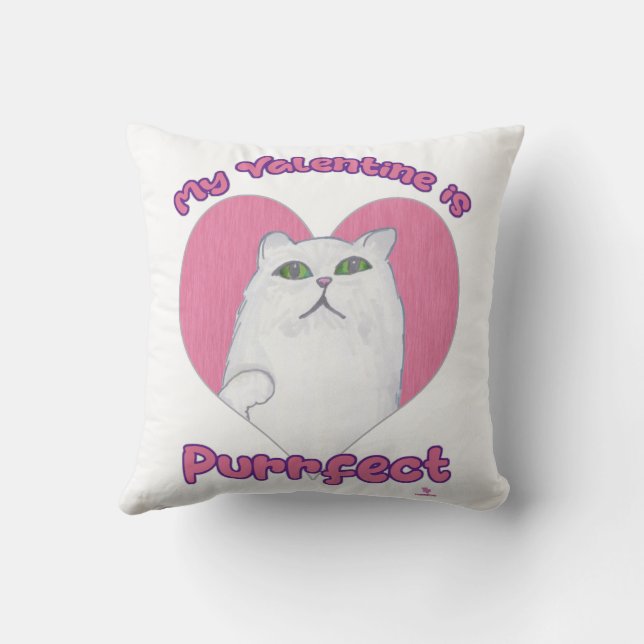 My Valentine is Purrfect Cute Cat Heart Art Cushion (Back)