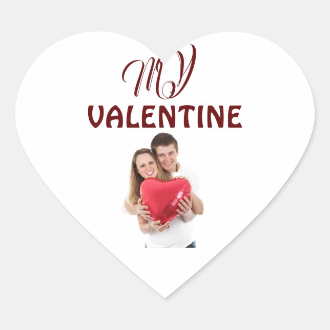 My Valentine Personalised Photo T-Shirt Heart Sticker (Front)