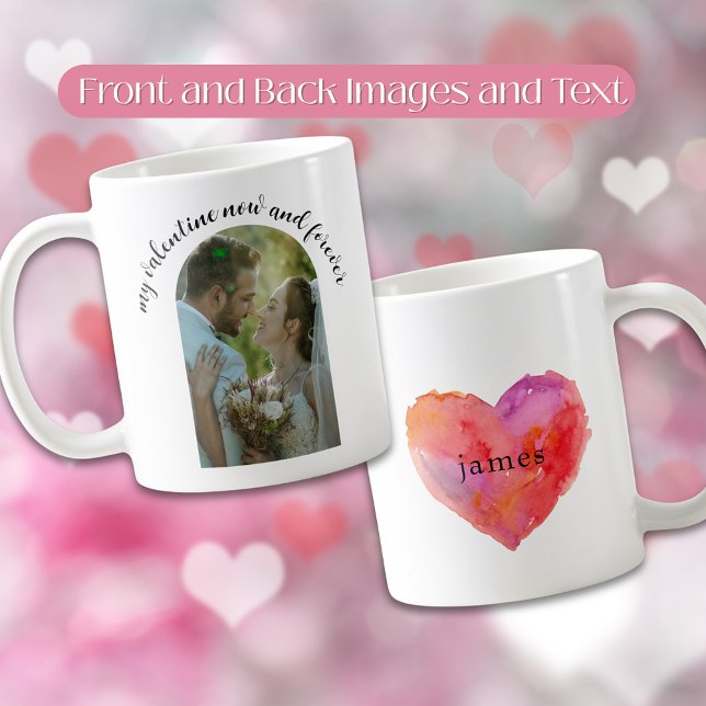My Valentine Photo Romantic Heart Mug (Romantic Newlywed Valentine’s Day Photo Heart Mug)