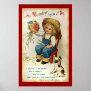 My Valentine Think Of Me Vintage Poster