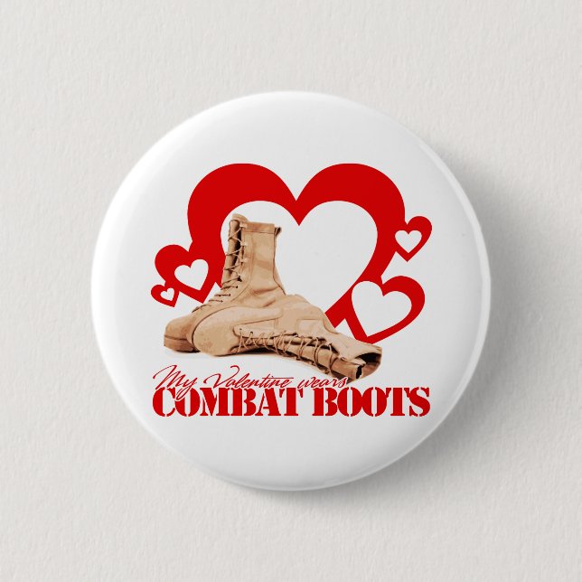 My Valentine Wears Combat Boots 6 Cm Round Badge (Front)