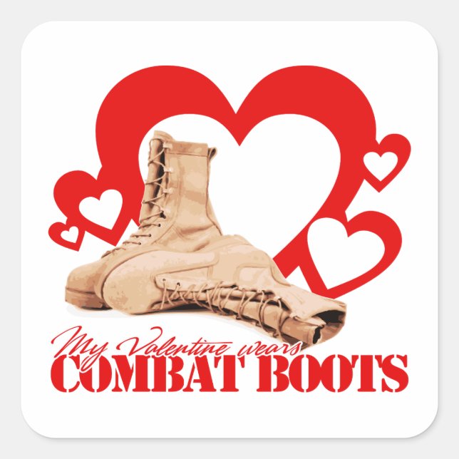 My Valentine Wears Combat Boots Square Sticker (Front)