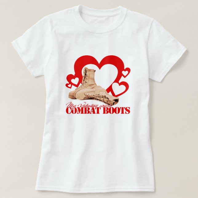 My Valentine Wears Combat Boots T-Shirt (Design Front)