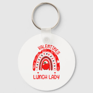My Valentines Call Me Lunch Lady Rainbow Valentine Key Ring