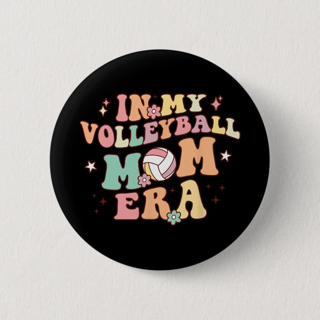 My Volleyball Mum Era Game Day Cute Retro Volleyba 6 Cm Round Badge (Front)