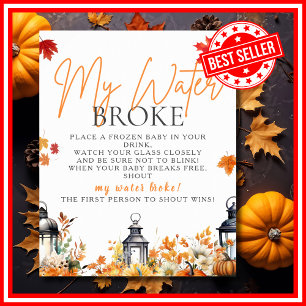 MY WATER BROKE Baby Shower Game A Little Pumpkin Poster