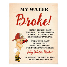 My Water Broke Little Firefighter Baby Shower Game