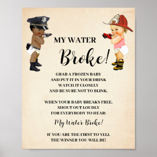 My Water Broke Little Recruit Baby Shower Game Poster