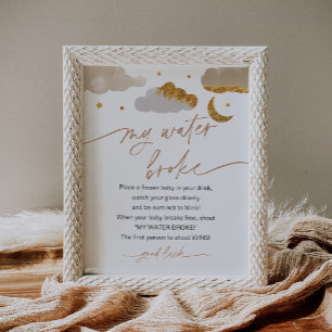 My Water Broke Twinkle Star Baby Shower Game Sign