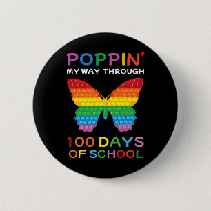 My Way Through 100 Days Of School Butterfly Girls 6 Cm Round Badge